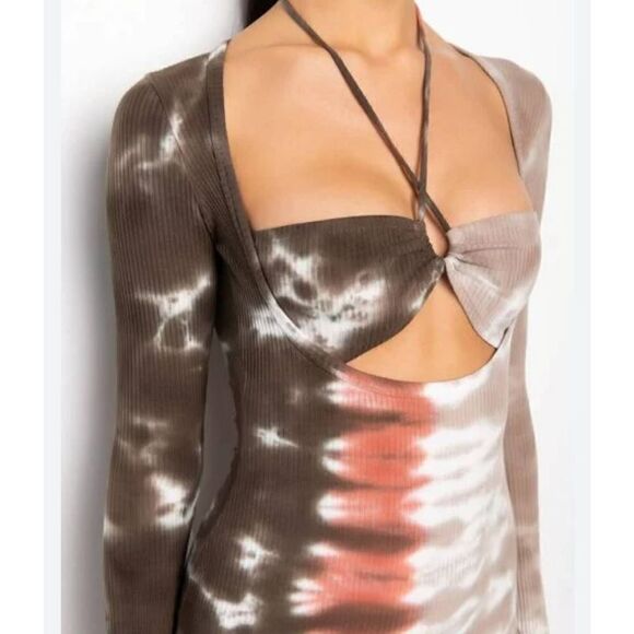 NWT~Akira What She Wants Tie Dye Mini Dress~Neutral Colors Sz L - Picture 4 of 8